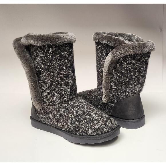 Pop Women's Sweater Boots Winter Heather Gray Faux Fur Lined Size 10 - Picture 1 of 11